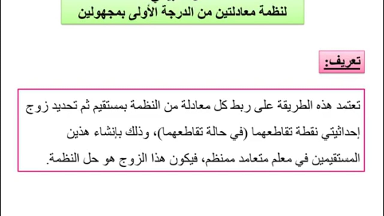 حل معادلة من الدرجة الاولى بمجهولين 8164 3