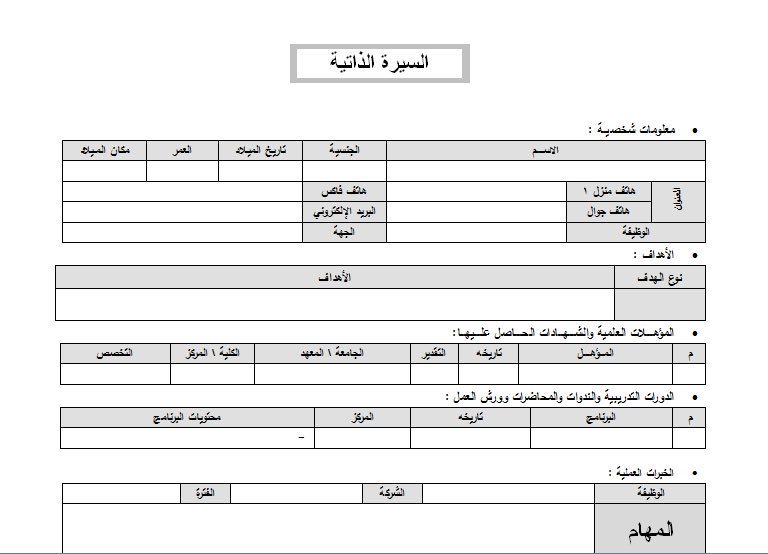 سيرة ذاتية جاهزة للطباعة - نماذج لسيرة ذاتية 541 4