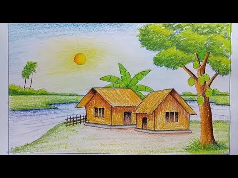 منظر طبيعي بسيط - رسومات طبيعية جميلة